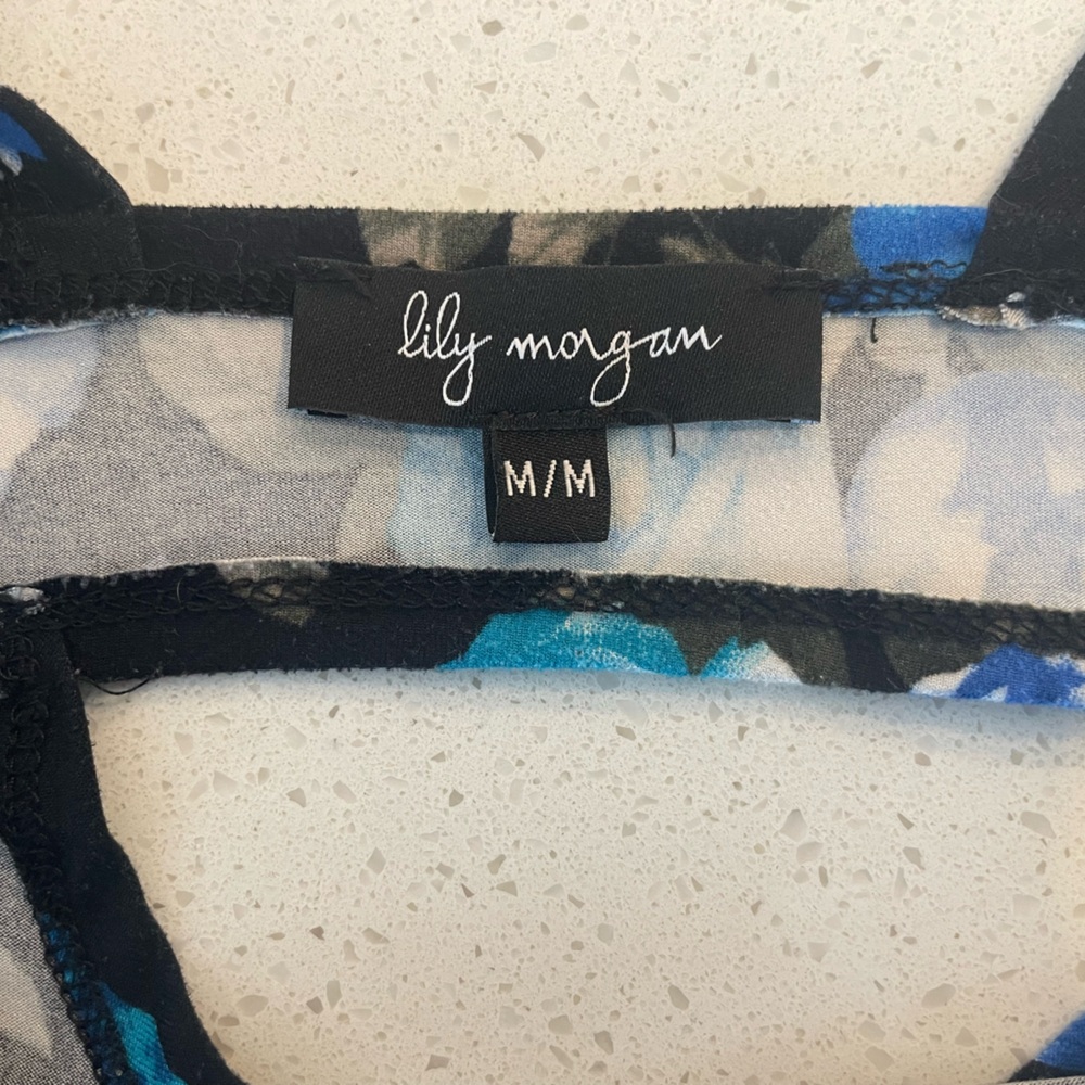 Lily Morgan Blue & Black Dark Floral Summer Dress With Back Cut-Out EUC - Picture 9 of 11